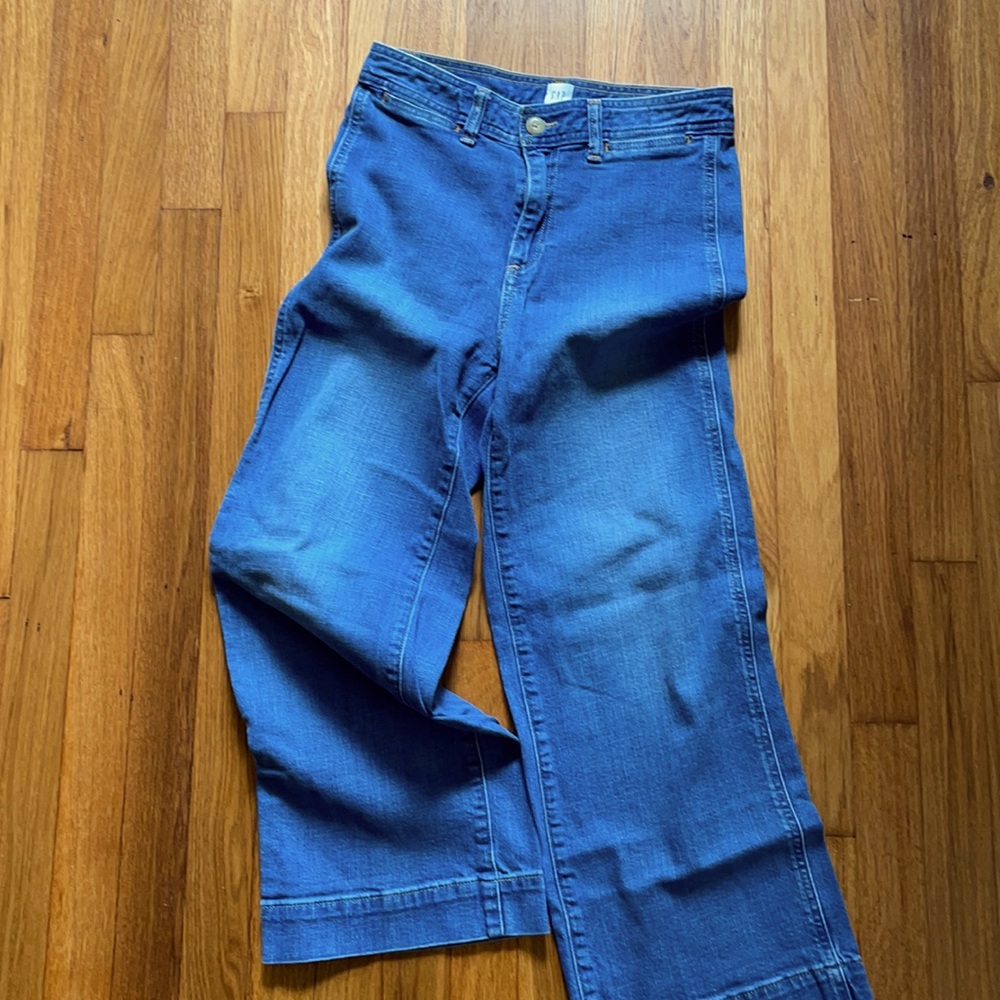 Gap high rise wide leg crop jeans denim size 2 26